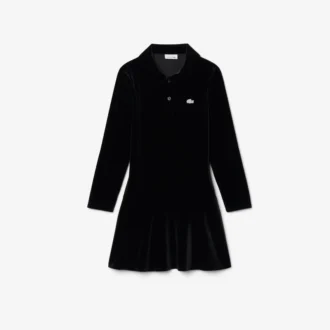 Vestido de polo de terciopelo elástico brillante para niña