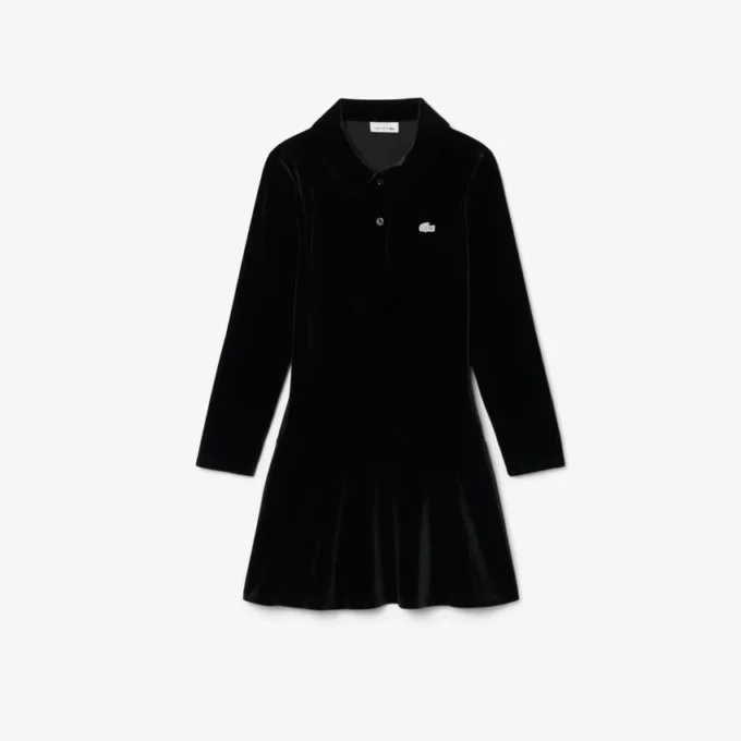 Vestido de polo de terciopelo elástico brillante para niña