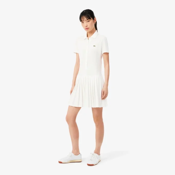 Vestido de polo plisado de piqué elástico
