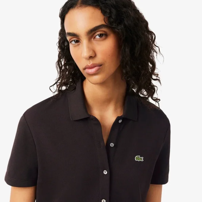 Vestido de polo plisado de piqué elástico