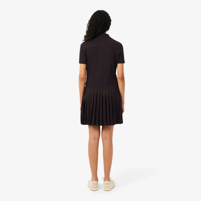 Vestido de polo plisado de piqué elástico