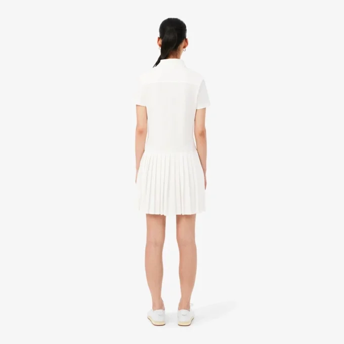Vestido de polo plisado de piqué elástico