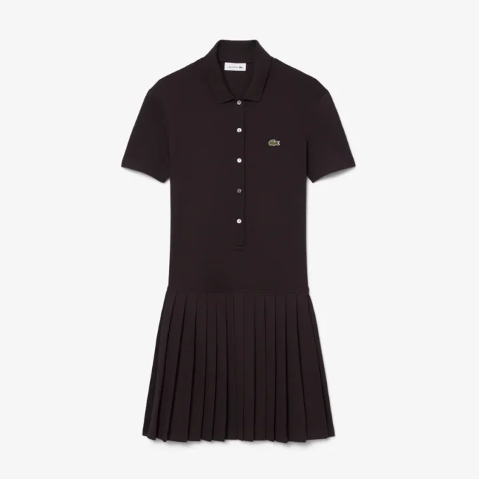 Vestido de polo plisado de piqué elástico