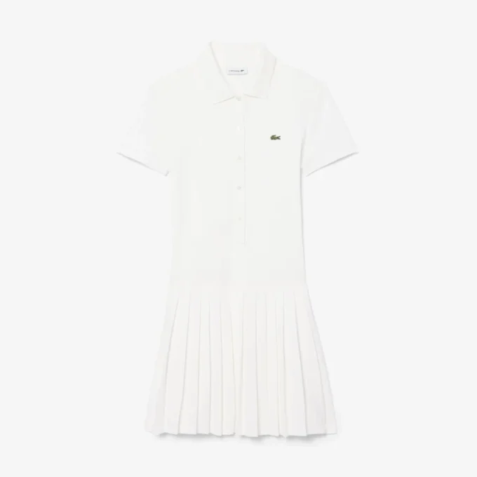 Vestido de polo plisado de piqué elástico