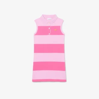 Vestido de polo sin mangas a rayas de piqué petit