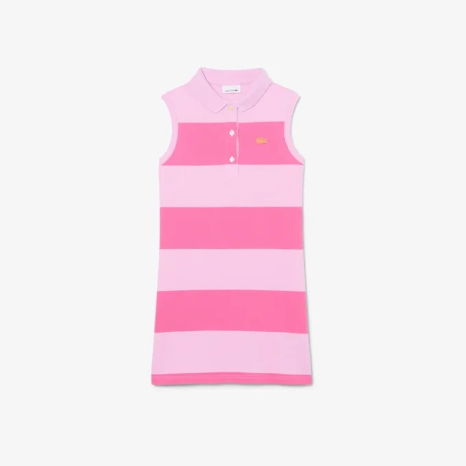 Vestido de polo sin mangas a rayas de piqué petit