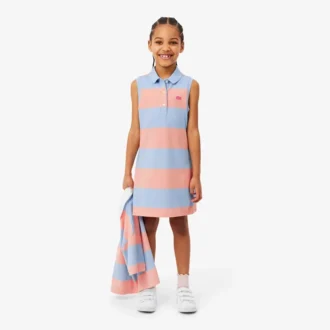 Vestido de polo sin mangas a rayas de piqué petit