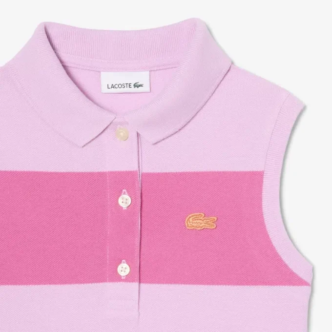 Vestido de polo sin mangas a rayas de piqué petit