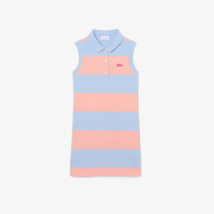 Vestido de polo sin mangas a rayas de piqué petit