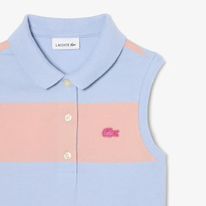 Vestido de polo sin mangas a rayas de piqué petit