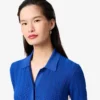 Vestido de punto acanalado con cuello polo para mujer