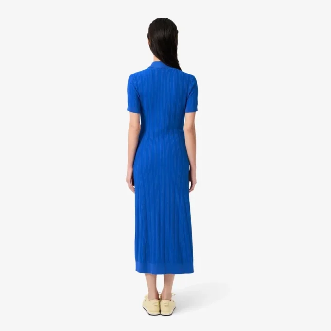 Vestido de punto acanalado con cuello polo para mujer
