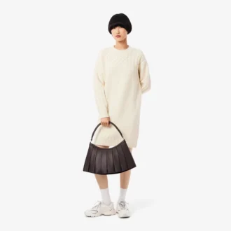 Vestido de punto de lana con efecto patchwork para mujer