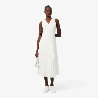 Vestido largo sin mangas con pliegues