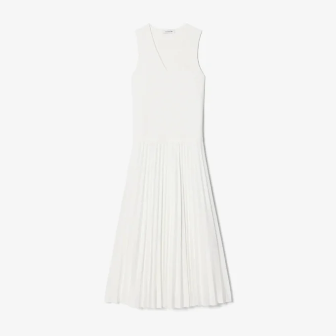 Vestido largo sin mangas con pliegues