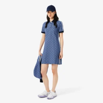 Vestido polo de corte entallado con monograma para mujer