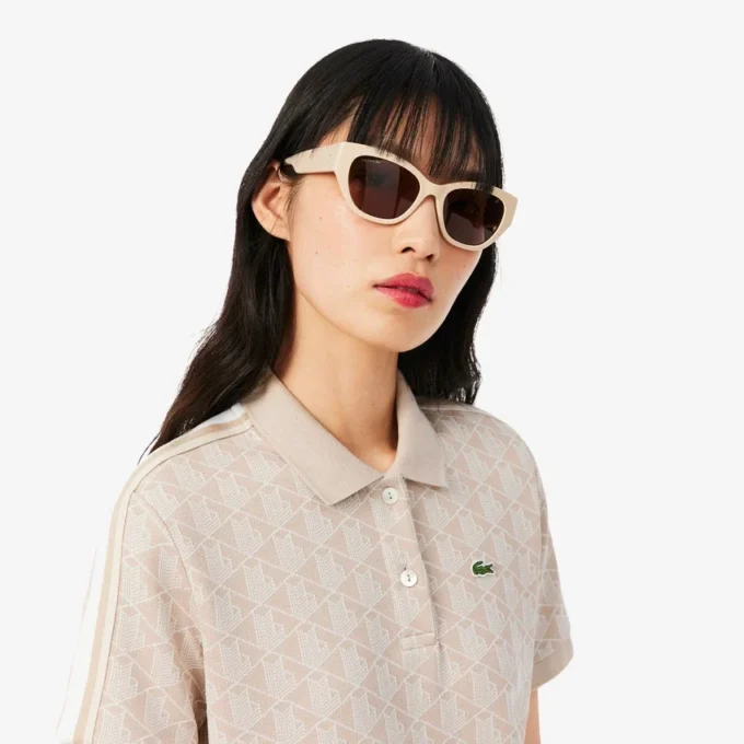 Vestido polo de corte entallado con monograma para mujer