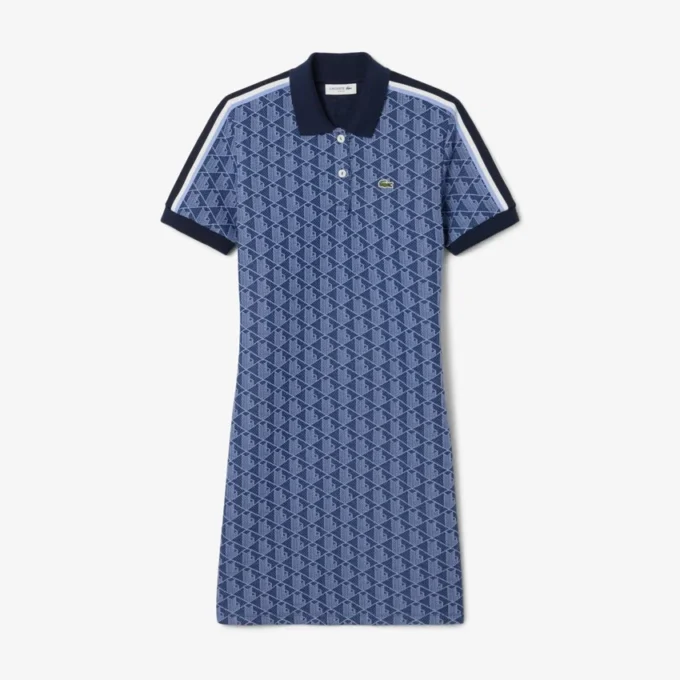 Vestido polo de corte entallado con monograma para mujer