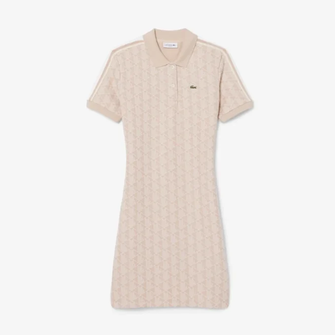 Vestido polo de corte entallado con monograma para mujer