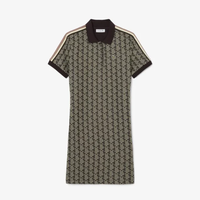 Vestido polo de corte entallado con monograma para mujer