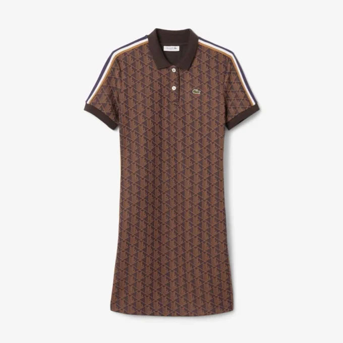 Vestido polo de corte entallado con monograma para mujer