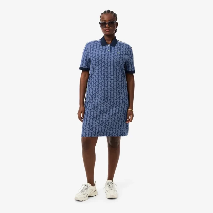 Vestido polo de corte entallado con monograma para mujer