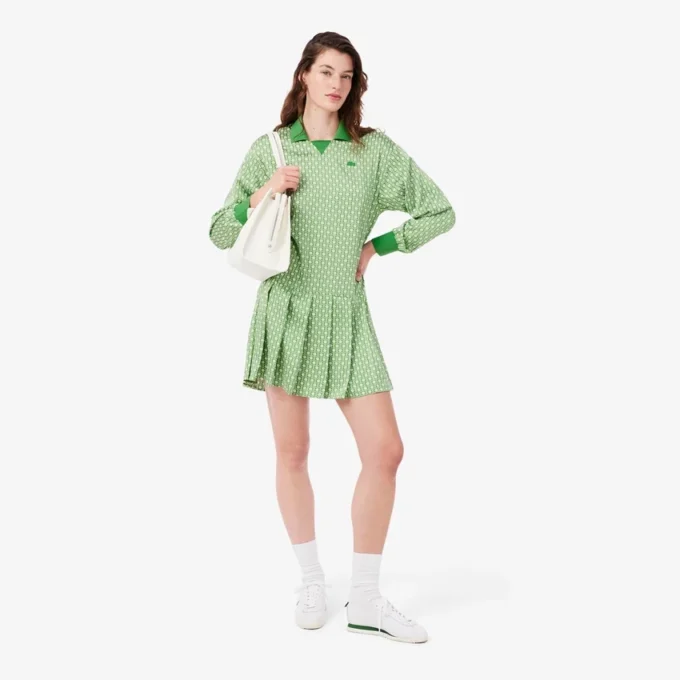 Vestido polo de satén plisado