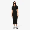 Vestido polo largo de algodón acanalado para mujer