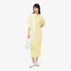 Vestido polo largo de algodón acanalado para mujer