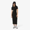 Vestido polo largo de algodón acanalado para mujer