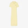 Vestido polo largo de algodón acanalado para mujer