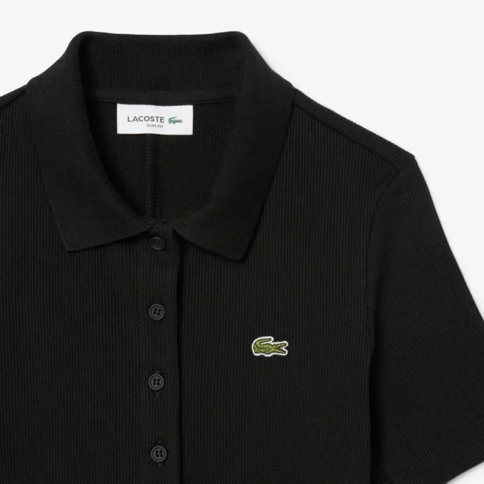 Vestido polo largo de algodón acanalado para mujer