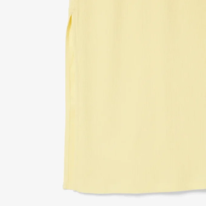 Vestido polo largo de algodón acanalado para mujer