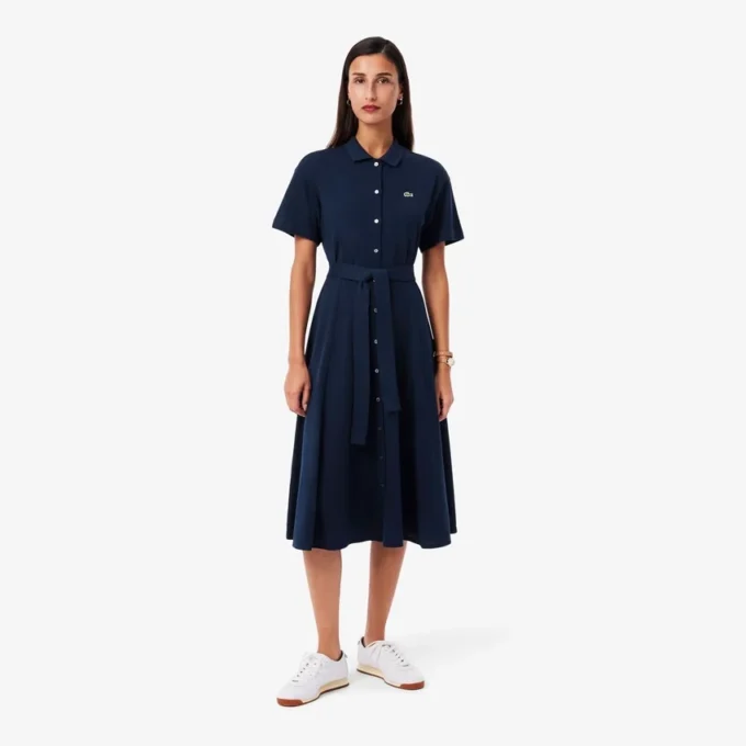 Vestido polo mini acampanado de mujer