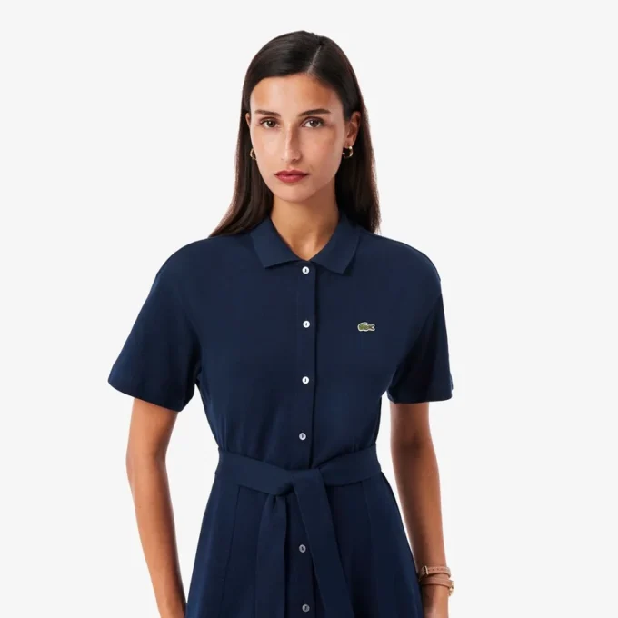 Vestido polo mini acampanado de mujer