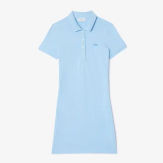 Vestido polo mini de piqué elástico de corte ajustado para mujer