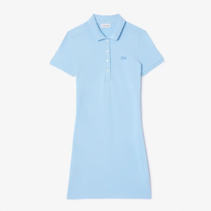 Vestido polo mini de piqué elástico de corte ajustado para mujer