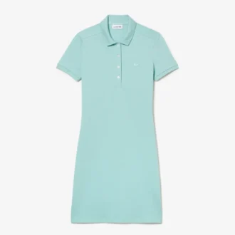 Vestido polo mini de piqué elástico de corte ajustado para mujer