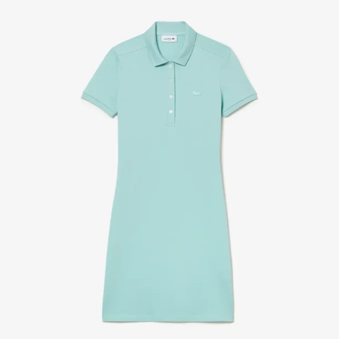 Vestido polo mini de piqué elástico de corte ajustado para mujer