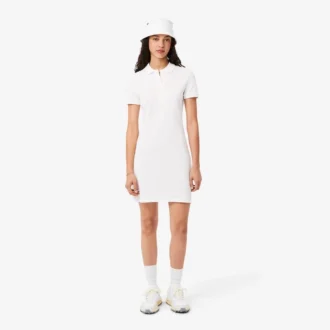 Vestido polo mini de piqué elástico de corte ajustado para mujer