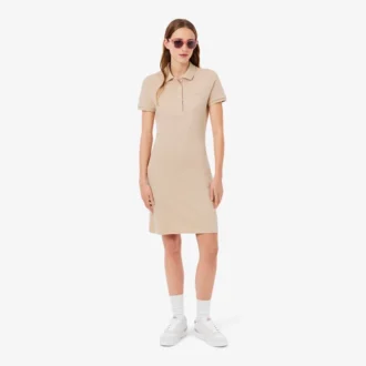 Vestido polo mini de piqué elástico de corte ajustado para mujer