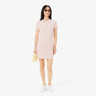 Vestido polo mini de piqué elástico de corte ajustado para mujer