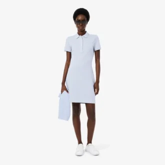 Vestido polo mini de piqué elástico de corte ajustado para mujer