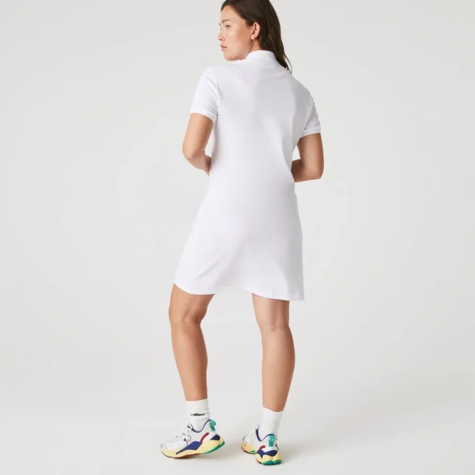 Vestido polo mini de piqué elástico de corte ajustado para mujer