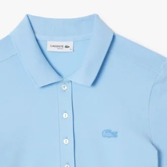 Vestido polo mini de piqué elástico de corte ajustado para mujer