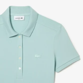 Vestido polo mini de piqué elástico de corte ajustado para mujer