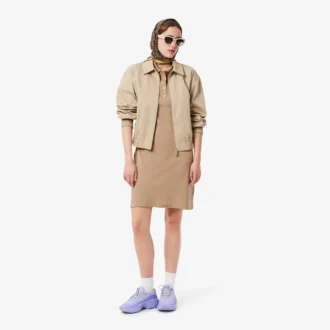 Vestido polo mini de piqué elástico de corte ajustado para mujer