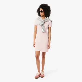 Vestido polo mini de piqué elástico de corte ajustado para mujer