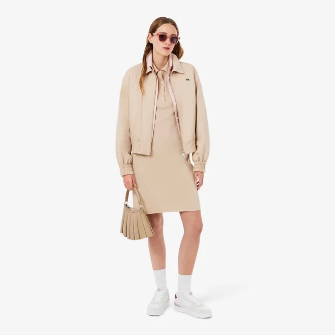 Vestido polo mini de piqué elástico de corte ajustado para mujer