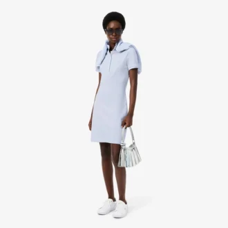 Vestido polo mini de piqué elástico de corte ajustado para mujer